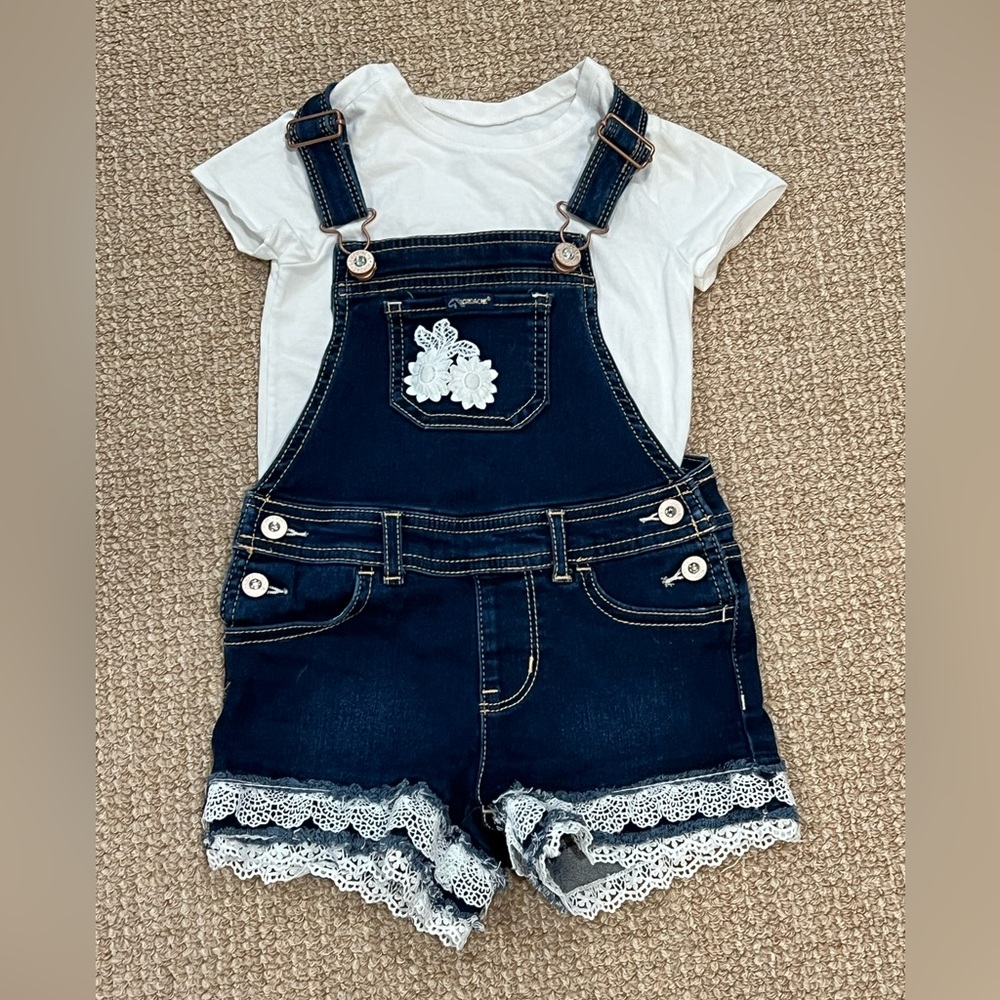Jordache toddler girls overalls set 4T NWOT